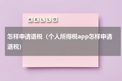 怎样申请退税（个人所得税app怎样申请退税）