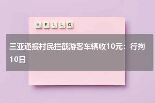 三亚通报村民拦截游客车辆收10元：行拘10日