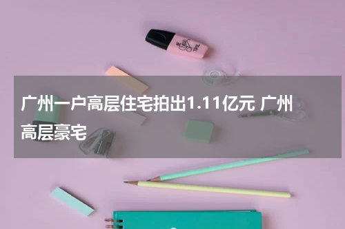 广州一户高层住宅拍出1.11亿元 广州高层豪宅