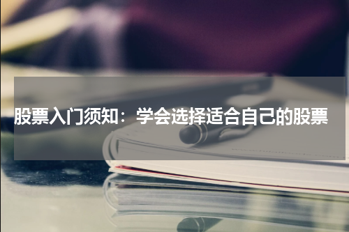  股票入门须知：学会选择适合自己的股票