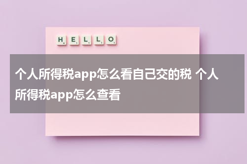 个人所得税app怎么看自己交的税 个人所得税app怎么查看