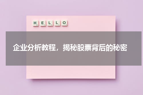  企业分析教程，揭秘股票背后的秘密