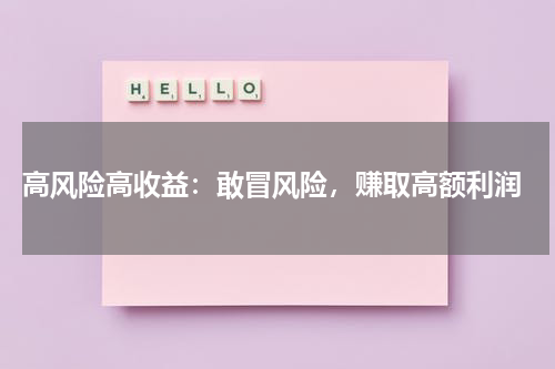  高风险高收益：敢冒风险，赚取高额利润