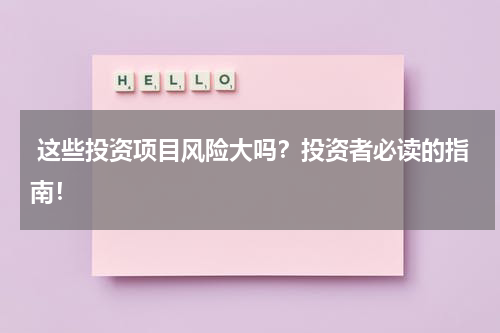  这些投资项目风险大吗？投资者必读的指南！