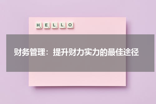  财务管理：提升财力实力的最佳途径