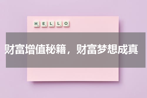  财富增值秘籍，财富梦想成真