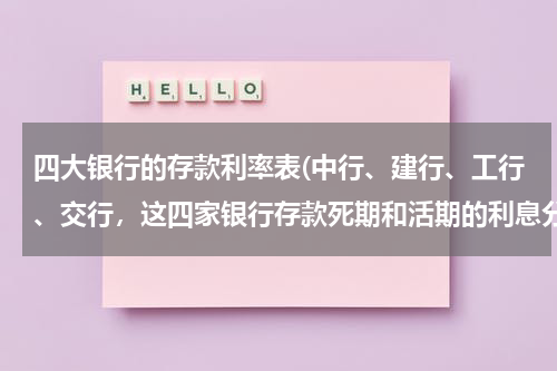 四大银行的存款利率表(中行、建行、工行、交行，这四家银行存款死期和活期的利息分别是多少？)