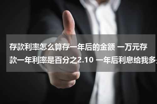 存款利率怎么算存一年后的金额 一万元存款一年利率是百分之2.10 一年后利息给我多少，怎么算啊