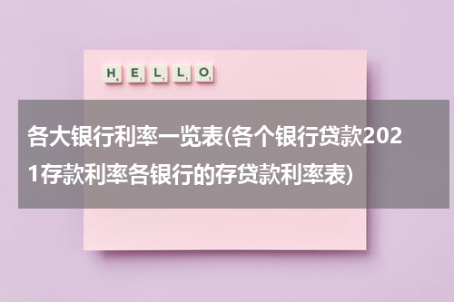 各大银行利率一览表(各个银行贷款2021存款利率各银行的存贷款利率表)