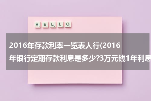 2016年存款利率一览表人行(2016年银行定期存款利息是多少?3万元钱1年利息是多少?)